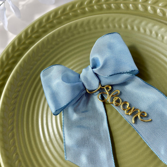 Personalised Bow Charm | Wine Glasses | Place setting