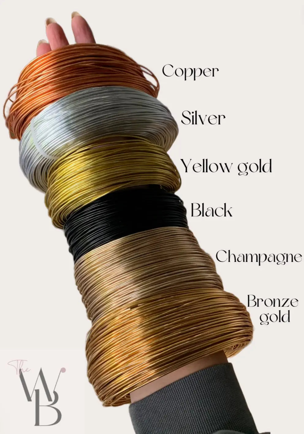 Choice of wire colours - copper, silver, yellow gold, black, champagne & bronze gold