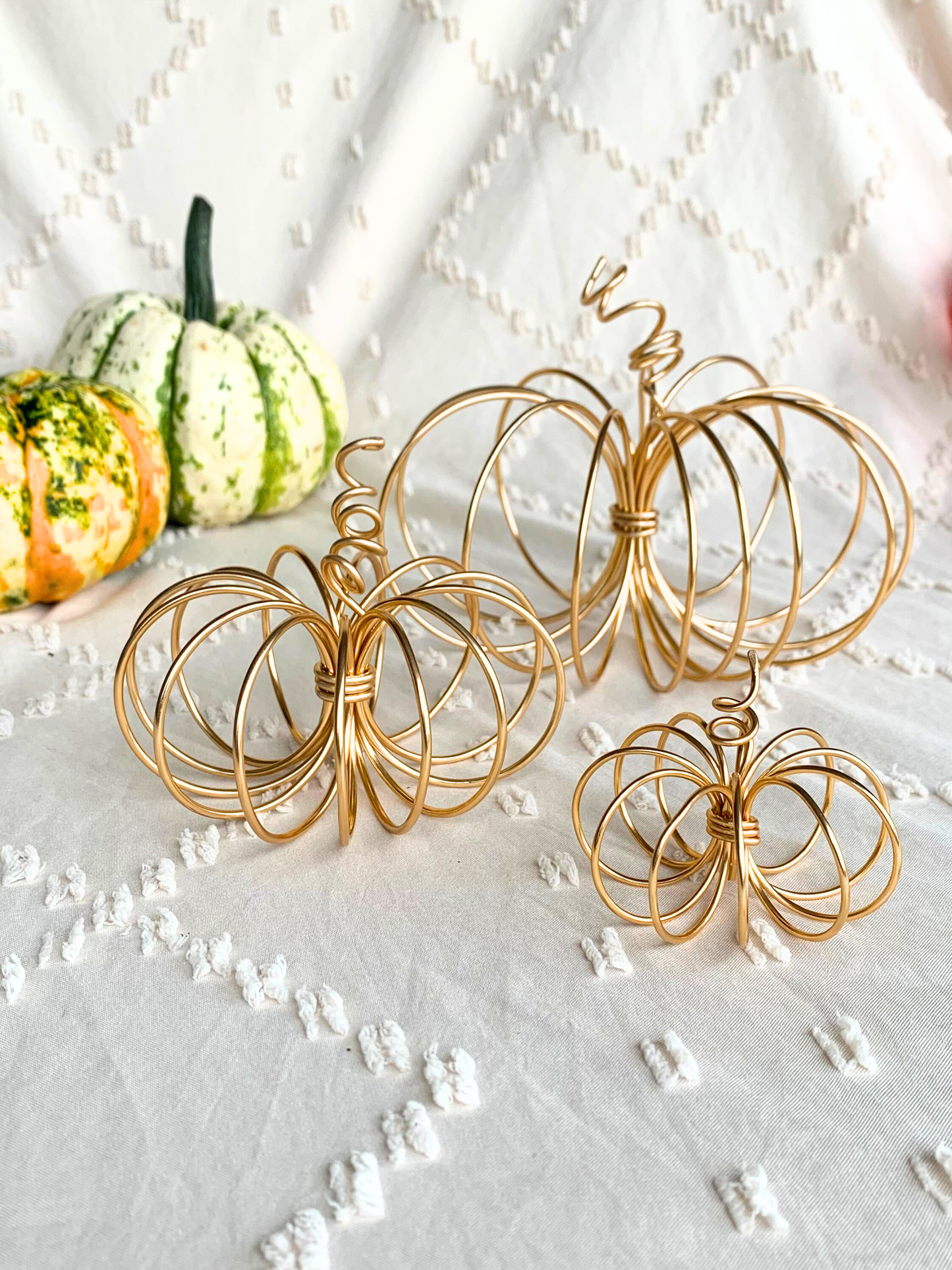 Trio of Wire Pumpkins: Handmade Halloween Decoration with Photo Holder The Wire Boutique