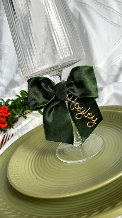 Festive Wine Glass Charms: Personalised Bows for Christmas Drinks (Copy) The Wire Boutique