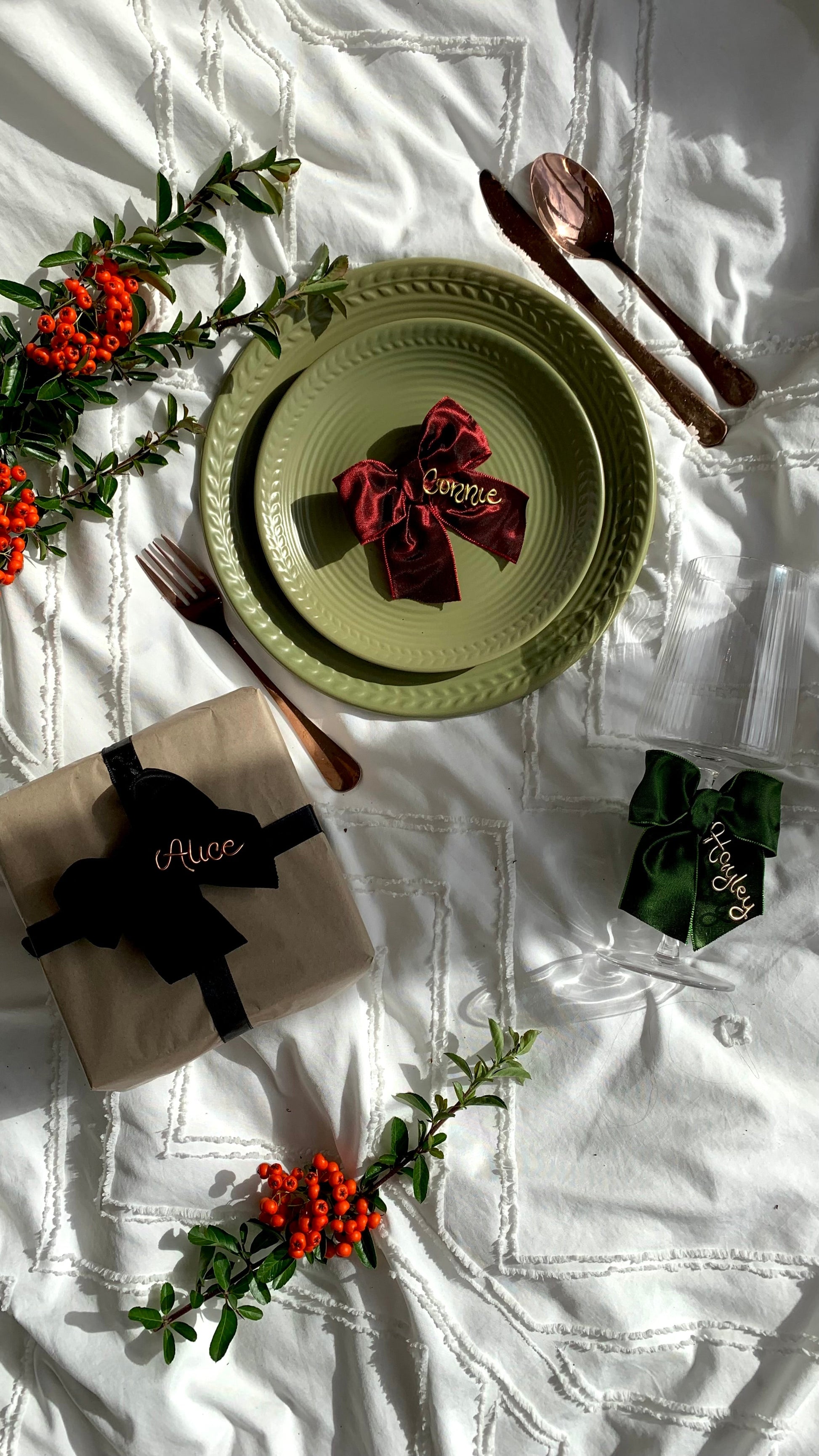 Christmas Tree Bow Bauble: Personalised Wire Tree Ribbon The Wire Boutique