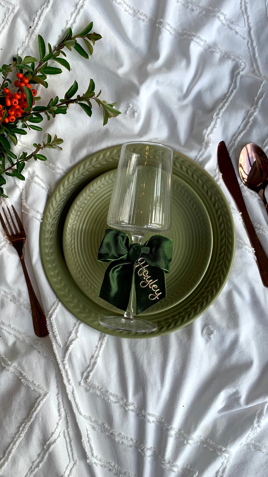 Festive Wine Glass Charms: Personalised Bows for Christmas Drinks (Copy) The Wire Boutique