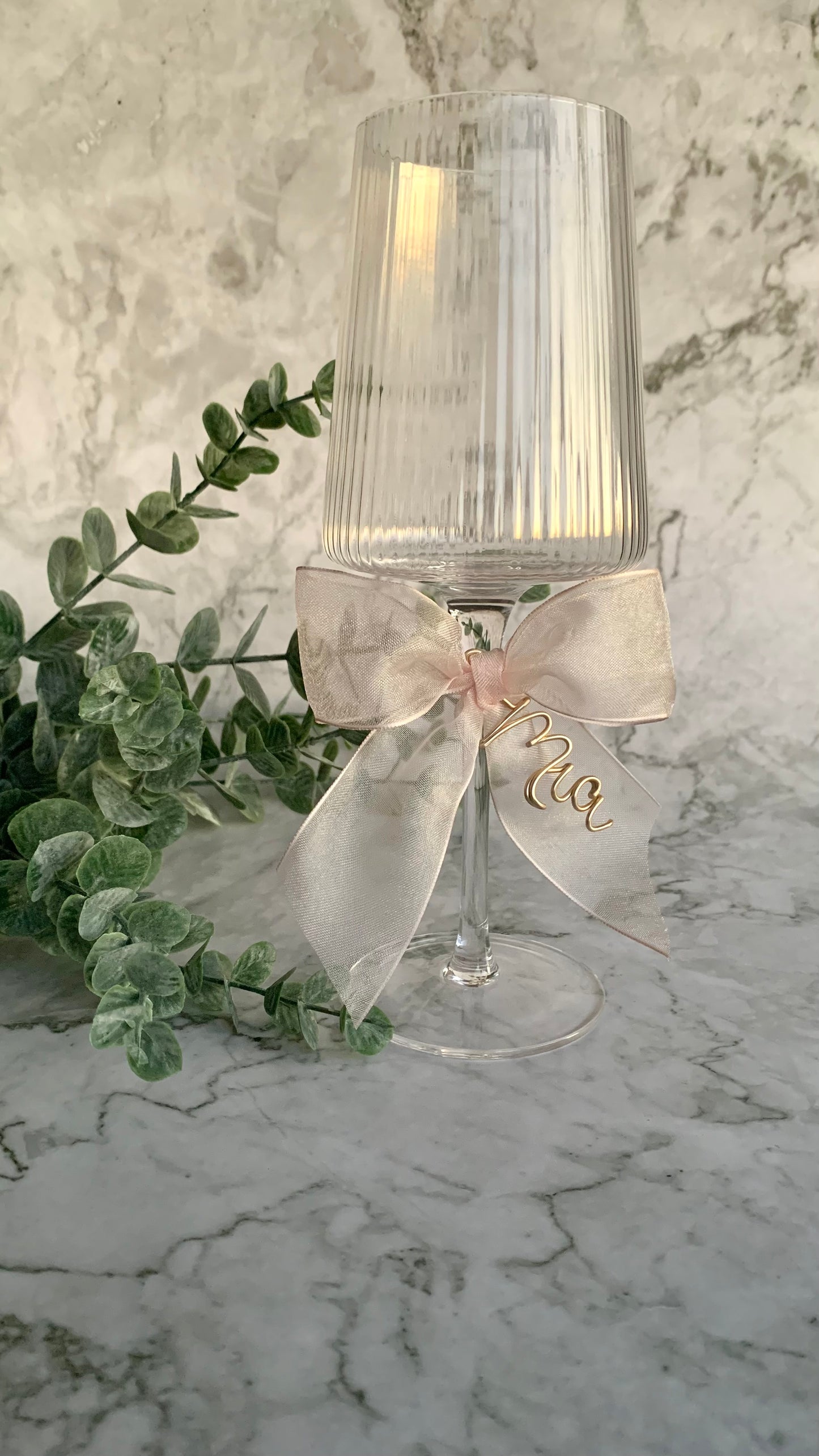 Wine Glass Charm with Organza Bow