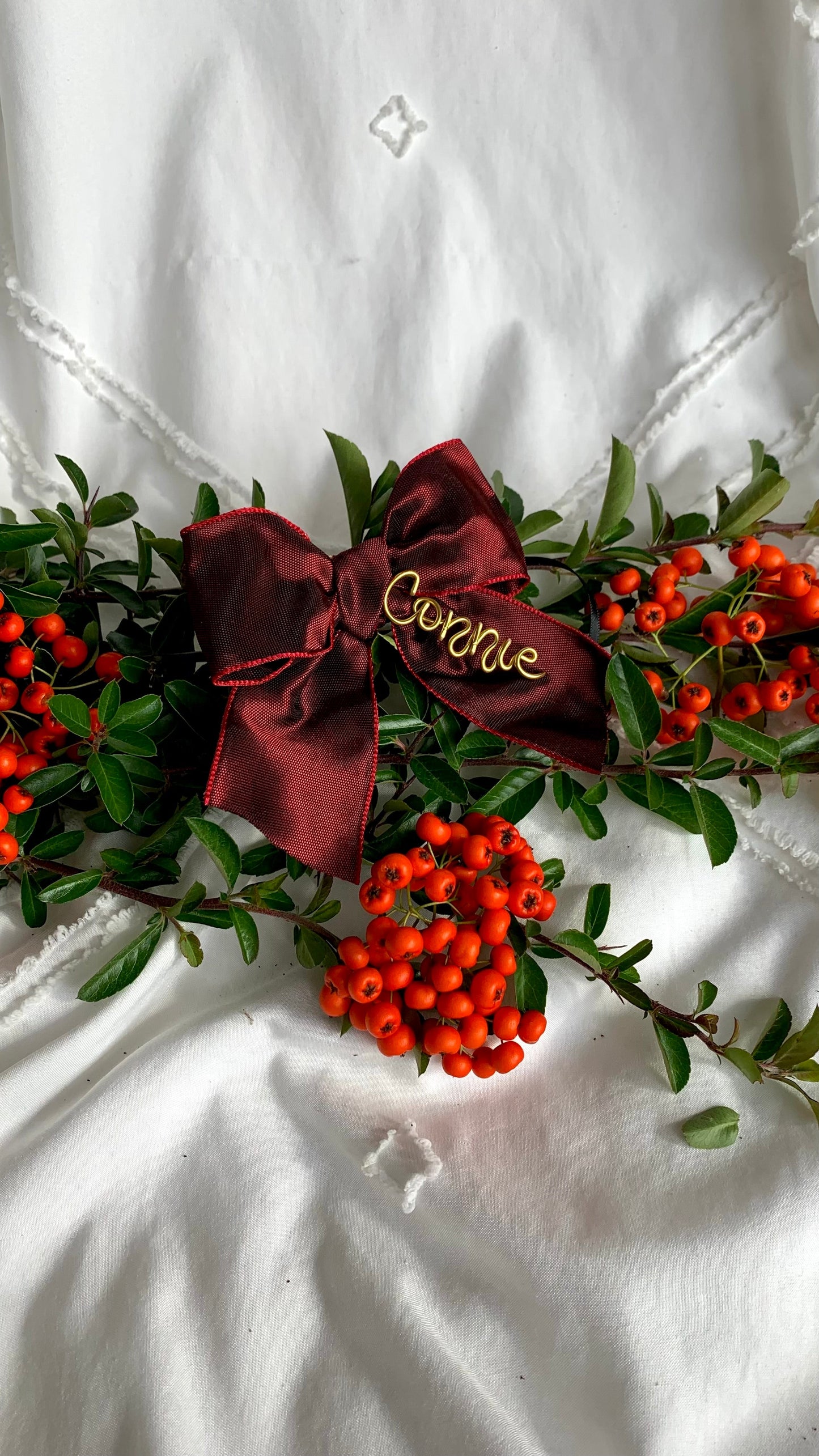 Christmas Tree Bow Bauble: Personalised Wire Tree Ribbon The Wire Boutique