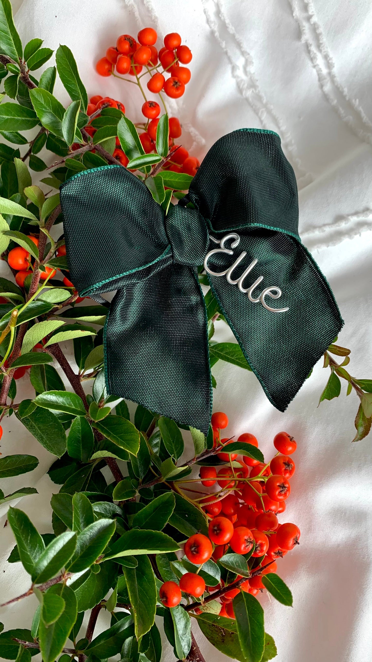 Christmas Tree Bow Bauble: Personalised Wire Tree Ribbon The Wire Boutique