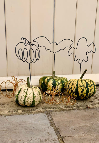 Wire Pumpkin Topper Decorations: Bat, Ghost, Pumpkin Halloween Decor The Wire Boutique