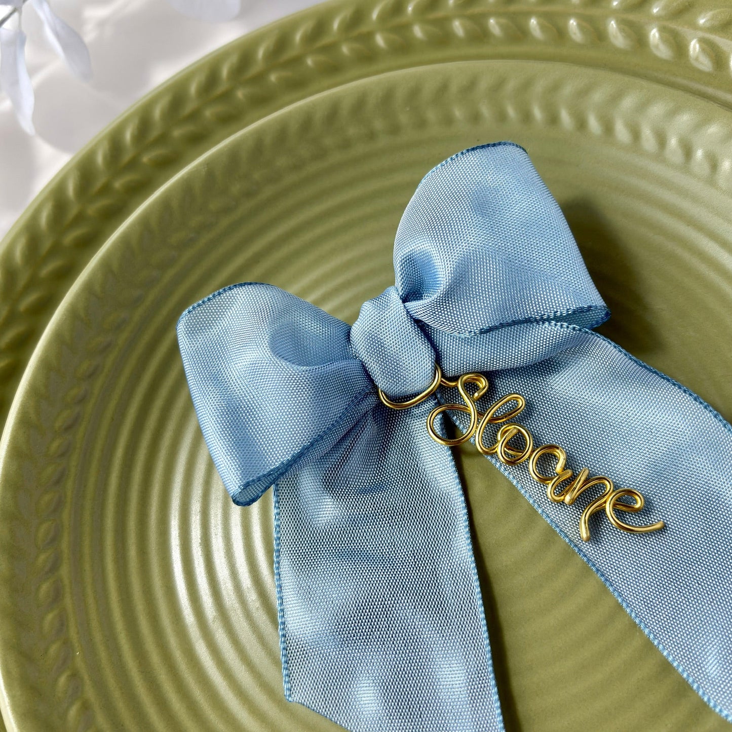 Personalised Bow Charm | Wine Glasses | Place setting