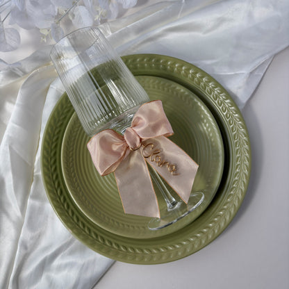 Personalised Bow Charm | Wine Glasses | Place setting
