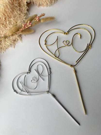 Heart Wedding cake topper The Wire Boutique