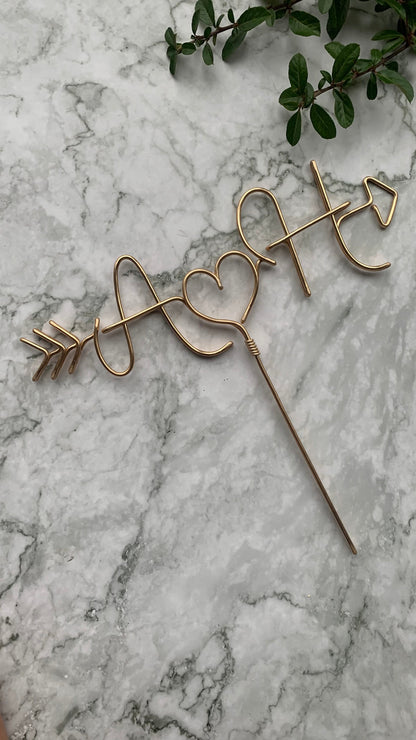 Arrow Wedding cake topper The Wire Boutique