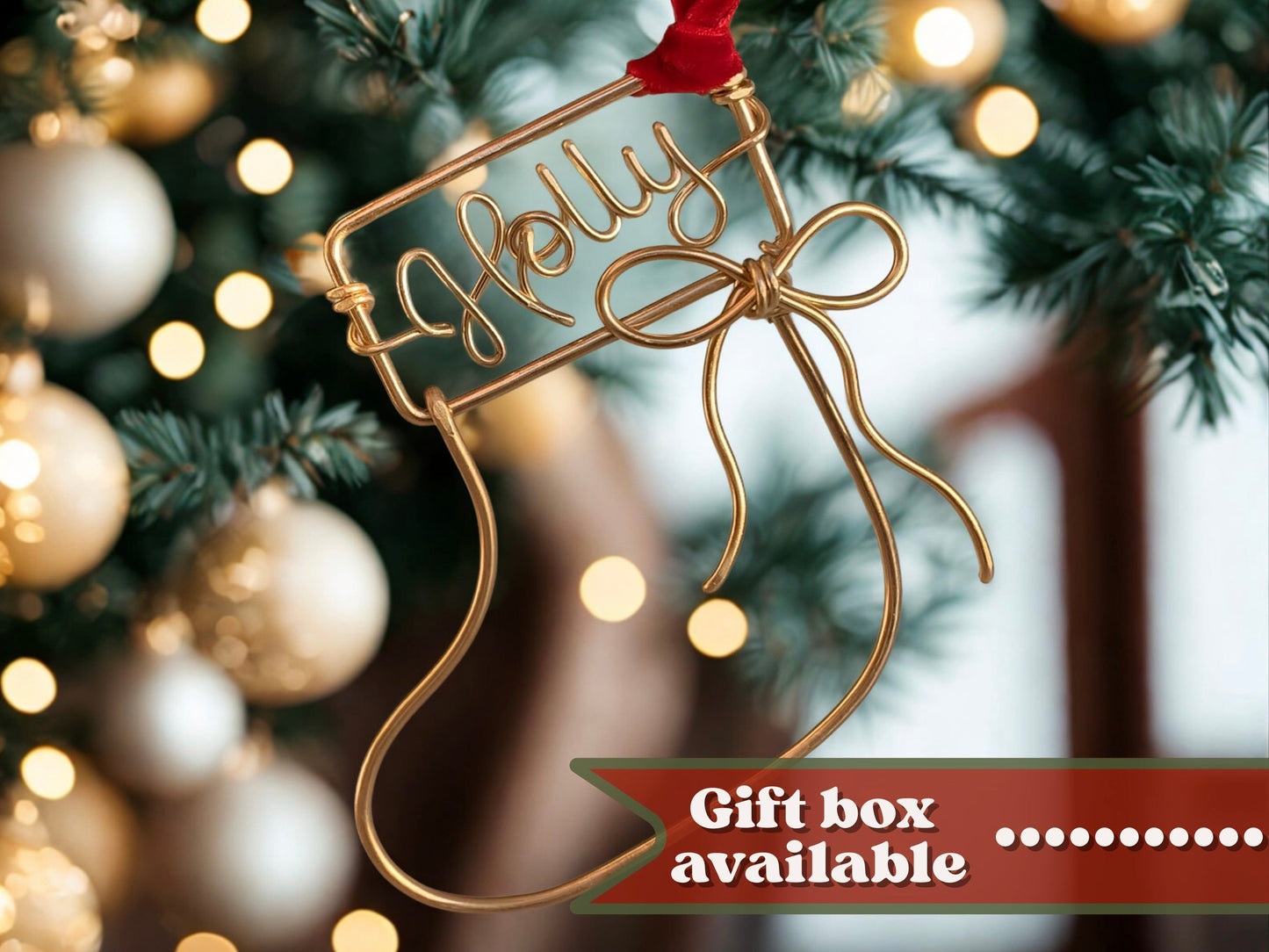 Personalised Stocking Bauble with Bow The Wire Boutique