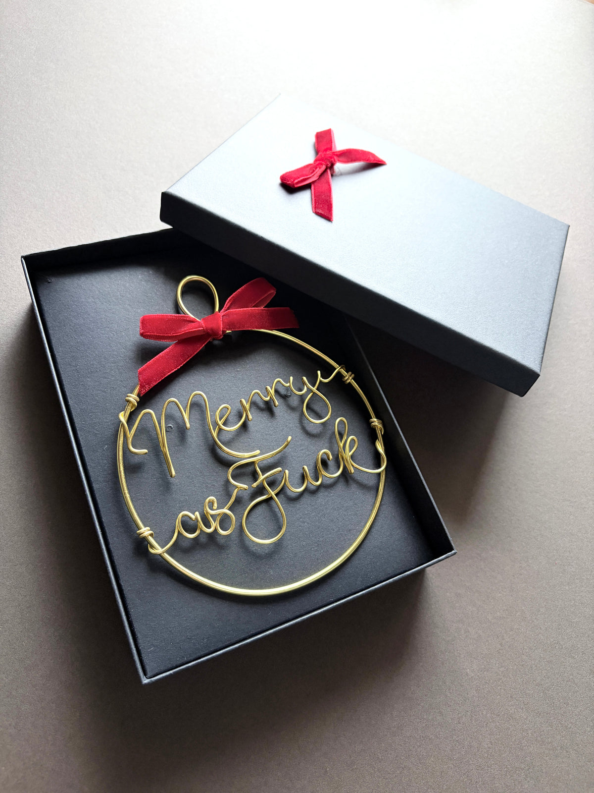 merry as fuck swearing funny adult novelty wire christmas bauble