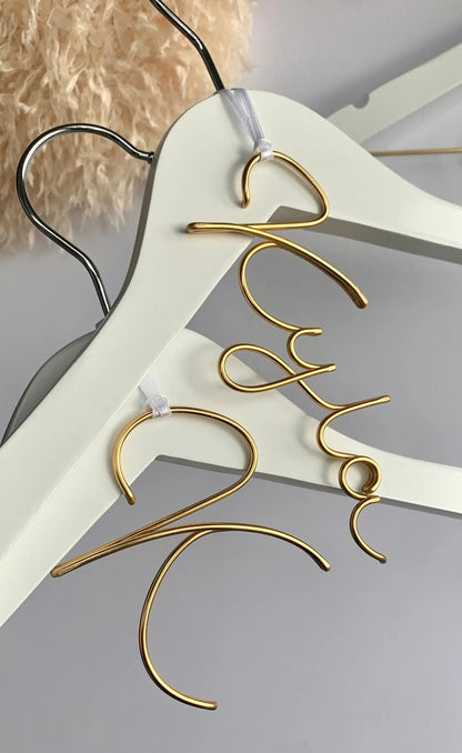 wire hanger charms for bridal party, custom made with name or letter