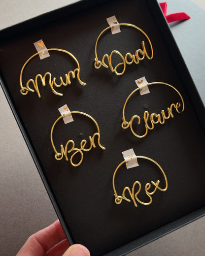 set of wine glass charms - gift for christmas dinner table hosts