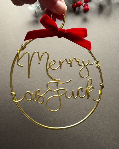 merry as fuck swearing funny adult novelty wire christmas bauble