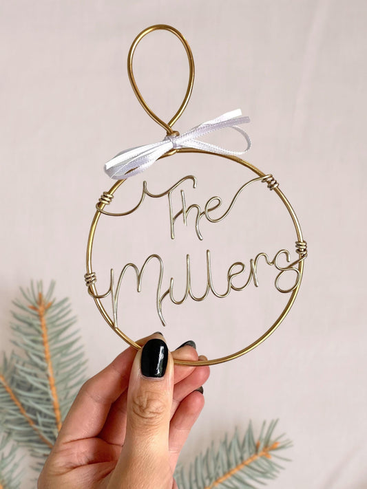 wire festive decoration, customise with family name
