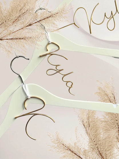 wire charms for wedding hangers, personalised with either full name or single letter